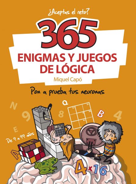 Libro con 365 enigmas y juegos de lógica para niños y adultos.